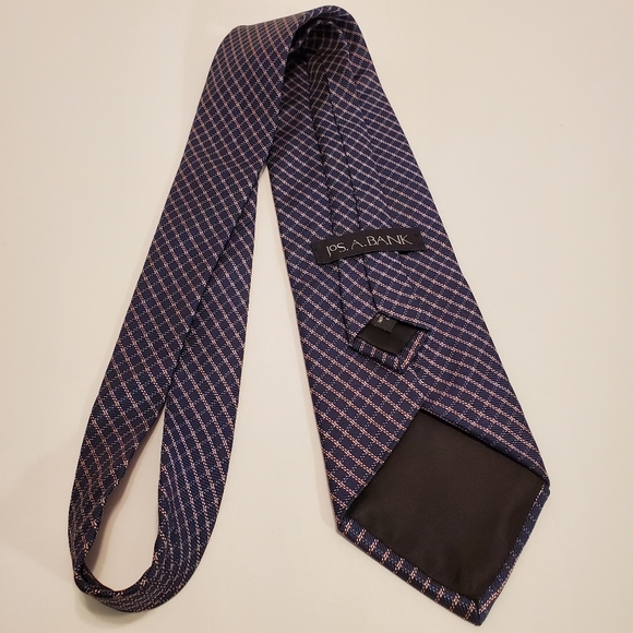 Jos. A. Bank Blue Check Silk Tie Jacquard Fabric 58x4" - Picture 5 of 5